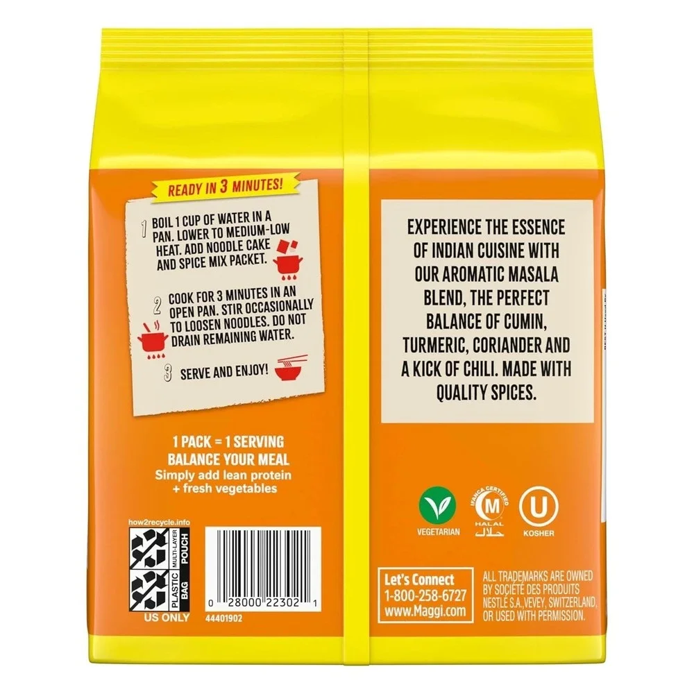 Maggi Classic Indian Masala Noodles 3 Min Mild Spicy Vegetarian